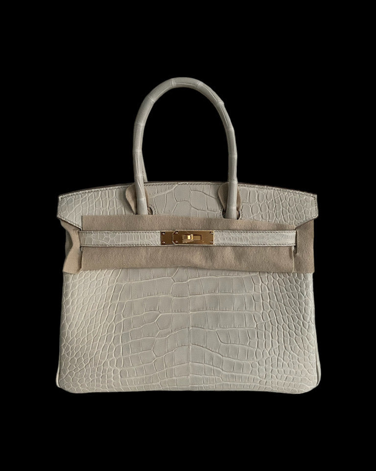 Birkin 30 - Beton Alligator Mat GHW CC