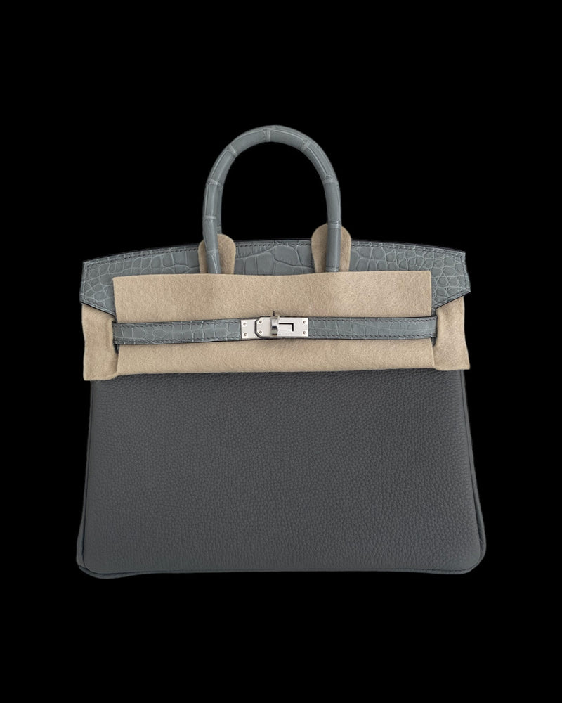 Hermes Gris Meyer Sellier Birkin 25 Handbag