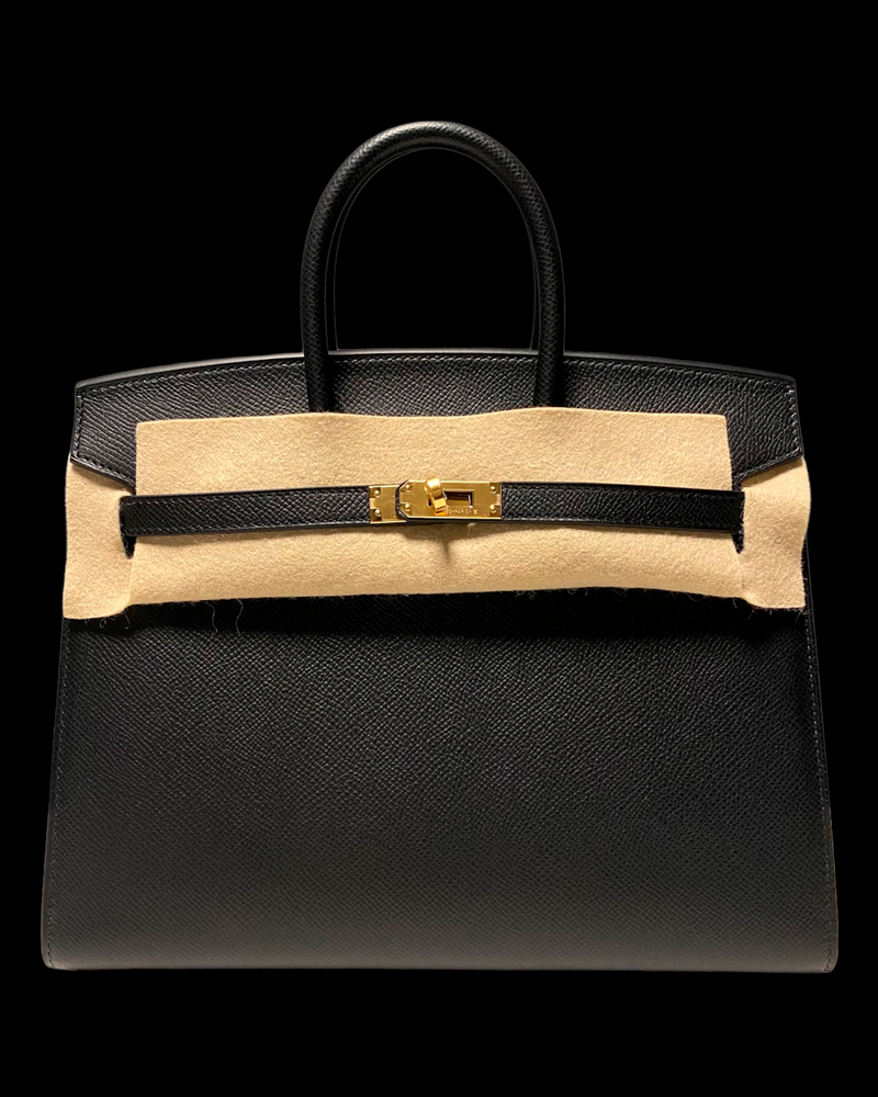 Hermes Birkin 25 Black Noir Togo Leather Handbag Gold Hardware